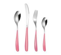Royal Shang Youpin Thickening Handle Kitchen Stainless Steel Silverware Tableware Flatware Cutlery Set Steak Knife Fork Spoon Teaspoon (Pink Silver,4 pieces)