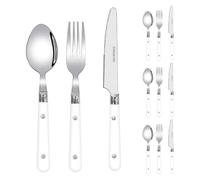 Royal Shang Youpin Two Nail Plastic Handle Kitchen Stainless Steel Silverware Tableware Flatware Cutlery Set Steak Knife Fork Spoon Teaspoon (White,12 pieces)