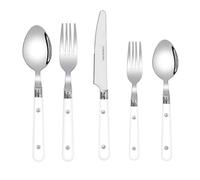 Royal Shang Youpin Two Nail Plastic Handle Kitchen Stainless Steel Silverware Tableware Flatware Cutlery Set Steak Knife Fork Spoon Teaspoon (White,5 pieces)