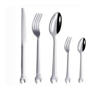 Royal Shang Youpin Unique Wrench Handle Kitchen Stainless Steel Silverware Tableware Flatware Cutlery Set Steak Knife Fork Spoon Teaspoon (B,5 pieces)