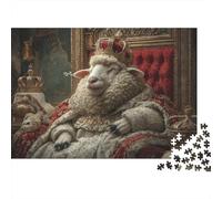 Royal Sheep Throne 1000-Piece Adult Jigsaw Puzzle, 70x50cm/1000pcs; Low-dust White Pieces for Sorting; Easy to Revisit Throughout The Week