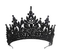 Royal Silver Crystal Rhinestone Bridal Tiara - Crown Hair Accessories For Women Wedding Pageant (Black)