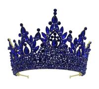 Royal Silver Crystal Rhinestone Bridal Tiara - Crown Hair Accessories For Women Wedding Pageant (Blue)