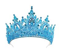 Royal Silver Crystal Rhinestone Bridal Tiara - Crown Hair Accessories For Women Wedding Pageant (Lake Blue)