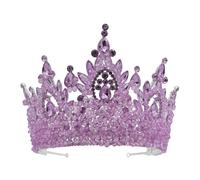 Royal Silver Crystal Rhinestone Bridal Tiara - Crown Hair Accessories For Women Wedding Pageant (Purple)