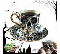 Royal Skull Coffee Mug, Halloween Gothic Decor Horror Novelty Ceramic Tea Cup Funny Diabolical Bonehead Gift, for Coffee Lovers and Collectors (#A)