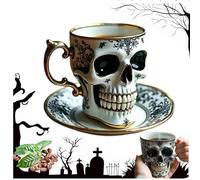 Royal Skull Coffee Mug, Halloween Gothic Decor Horror Novelty Ceramic Tea Cup Funny Diabolical Bonehead Gift, for Coffee Lovers and Collectors (#B)
