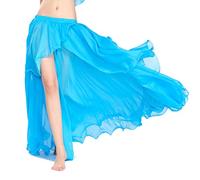 ROYAL SMEELA Belly Dance Skirt Women Maxi Skirts Chiffon Split Big Swing Skirt Dresses Dancer Class Lesson Wear Belly Dancing Practice Clothes Sexy Fashion Performance Clothing One Size Light Blue