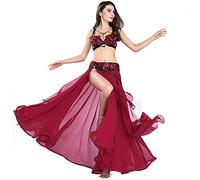 ROYAL SMEELA Bellydance Dress Stage Belly Dance Costume Set Dancing Bra Belt Maxi Skirt Dance Suit Chiffon Skirts and Sequins Embroidery Bra Belt Girdle 3pcs Women Belly Dancing Outfits