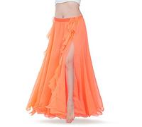 ROYAL SMEELA New Women Belly Dance Skirt Costume Dance Practice Training Chiffon Skirts Dress Performance Apparel Orange