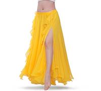 ROYAL SMEELA New Women Belly Dance Skirt Costume Dance Practice Training Chiffon Skirts Dress Performance Apparel Yellow