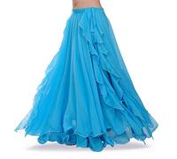 ROYAL SMEELA New Women Belly Dance Skirt Costume Dance Practice Training Chiffon Skirts Dress Performance Apparel Light Blue