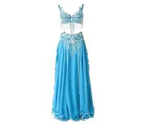 Royal SMEELA Sequin Belly Dance Costume Set - Professional Women's Belly Dancing Outfits Ladies Bellydance Clothes Performance Wear Light Blue