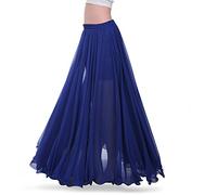 ROYAL SMEELA Womens Belly Dance Skirt ATS Voile Maxi Full Tribal Bellydance Chiffon Skirt, Dark Blue, One Size