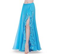 Royal SMEELA Women's Chiffon Skirt Belly Dance Costume for Women Dancing Dress High Split Beach Ruffle Bellydance Skirts, Light Blue, One Size