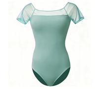 ROYAL SMEELA Women's Mesh Ballet Dance Leotard Short Sleeve Training Leotards With Chest Pad Woman Adult