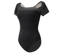 ROYAL SMEELA Women's Mesh Ballet Dance Leotard Short Sleeve Training Leotards With Chest Pad Woman Adult