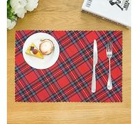 Royal Stewart Tartan Placemats For Dining Table Set Of 4 Washable Table Mats Heat Resistant Tray Mats 30x45 cm