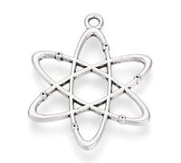 Royal Swan 30 Pcs Tibetan Style Atom Charms, Pendants, Science, Scientist Cadmium, Nickel & Lead Free, Antique Silver, 33x26x2mm, Hole: 2.5mm. for Making Jewelry, Arts & Crafts