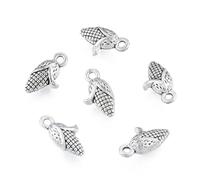 Royal Swan 50 Pcs 3D Corn on The Cob Charms, Tibetan Style Alloy, Antique Silver Finish, 15x8x5mm, 1.6mm Hole, Jewelry Making Findings