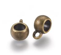 Royal Swan 50 Pcs Tibetan Style Alloy Tube Bails, Antique Bronze, 8x5mm, Hole 2mm, Inner Diameter 5mm, Cadmium Free Nickel Free Lead Free