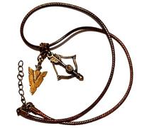 Royal Swan Antique Bronze Tone Bow & Arrow Necklace with an Adjustable Waxed Cord 45-50cm, in a Velvet Gift Bag. Archery Necklace