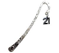 Royal Swan Antique Silver 21st Birthday Bookmark (125mm) in a Velvet Drawstring Gift Bag. 21 Bookmark.