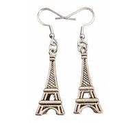 Royal Swan Antique Silver, 3D Eiffel Tower (32x14mm) Earrings on Hallmarked Sterling Silver Hooks in a Velvet Gift Bag. Paris Landmark, French Holiday, Parisian, French, France Jewelry.