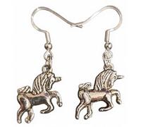 Royal Swan Antique Silver, 3D, Magical Unicorn Earrings on Hallmarked, Sterling Silver Hooks in a Velvet Gift Bag. Fantasy, Fairytale, Equine, Horse Lover Jewelry.