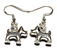 Royal Swan Antique Silver 3D, West Highland Terrier Earrings on Sterling Silver Hooks in a Velvet Gift Bag. Westie Dog Earrings