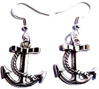 Royal Swan Antique Silver Anchor Earrings on Sterling Silver Hooks, in a Velvet Gift Bag. Sailor, Navy Jewelry. Nautical Style