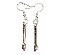 Royal Swan Antique Silver Artist Paint Brush Earrings, on Hallmarked Sterling Silver Hooks, 40mm Drop Length, Art Lover, Painter, Art Graduate Earrings in a Velvet Gift Bag.