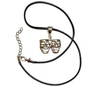 Royal Swan Antique Silver Comedy & Tragedy Pendant Necklace Sock & Buskin on an Adjustable Waxed Cord 45-50cm, in a Velvet Gift Bag.Equity, Acting, Singing, Dancing Jewelry.