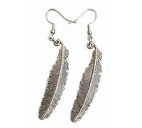 Royal Swan Antique Silver, Dangly Feather Earrings on Sterling Silver Hallmarked Hooks in a Velvet Gift Bag. Hippy, Boho-Chic, Free-Spirited, Artistic, Bohemian. Feathers 50x12mm.