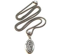 Royal Swan Antique Silver, Double Sided 'SAINT JUDE THADDEUS PRAY FOR US' Pendant Necklace on a 60cm Stainless Steel Box Chain in a Velvet Gift Bag. Patron Saint of Lost Causes.