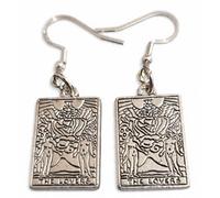 Royal Swan Antique Silver, Double-Sided 'The Lovers' Tarot Card Earrings on Sterling Silver Hooks, in a Velvet Gift Bag. Mystic, Fortune Teller, Psychic Jewelry.