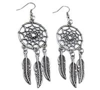 Royal Swan Antique Silver, Dream Catcher, Drop, Dangle Earrings on Sterling Silver Hooks in a Velvet Gift Bag. 8cm Drop