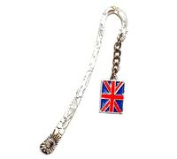 Royal Swan Antique Silver & Enamel Union Jack Flag Bookmark in a Velvet Gift Bag. United Kingdom, Patriotic, Great Britain, England Bookmark.