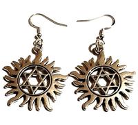 Royal Swan, Antique Silver, Flaming Star of David (30mm) Earrings on Sterling Silver Hooks in a Velvet Gift Bag. Magen, Shield of David, Israel, Jewish Jewelry