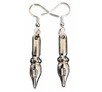 Royal Swan Antique Silver Fountain Pen, Dip, Nib Pen Earrings on Hallmarked Stering Silver Hooks in a Velvet Gift Bag. Author, Writer Earrings. 4.5cm drop Length.