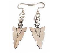 Royal Swan Antique Silver, Front-Facing, Ancient Arrow Head (30x16mm) Earrings on Sterling Silver Hallmarked Hooks in a Velvet, Drawstring Gift Bag. Handmade Tribal Jewelry.