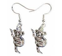 Royal Swan Antique Silver Koala Bear Dangle Earrings on Hallmarked Sterling Silver Hooks in a Velvet Gift Bag. Australia, Animal,Australian Marsupial Jewelry