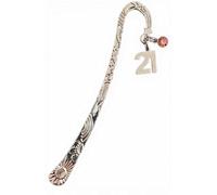 Royal Swan Antique Silver, Personalised 21st Birthday Bookmark (125mm) with a Crystal Birthstone in a Velvet Gift Bag. Booklover Birthday Bookmarker.