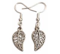 Royal Swan Antique Silver, Petite, Filigree Leaf Earrings on Sterling Silver Hallmarked Hooks in a Velvet Gift Bag. Hippy, Boho-Chic, Free-Spirited, Artistic, Bohemian Jewelry. Leaves 20x11mm