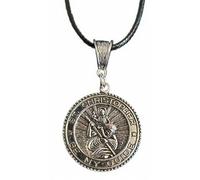 Royal Swan Antique Silver 'SAINT CHRISTOPHER BE MY GUIDE' 30mm Medal Necklace on an 18-20 Inch Adjustable Waxed Cord in a Velvet Gift Bag. Traveller Protection Pendant Necklace.