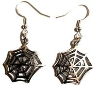 Royal Swan Antique Silver SPIDER WEB COBWEB SPIDER'S WEB HALLOWEEN Earrings On Sterling Silver Hooks In a Velvet Gift Bag.