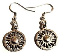 Royal Swan Antique Silver Sun Drop Earrings, Sterling Silver Hooks, Boho Style, Planet Design, Velvet Gift Bag Included