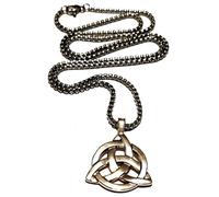 Royal Swan Antique Silver Triquetra Celtic Trinity Knot Pendant Necklace on a 60cm Stainless Steel Box Chain in a Velvet Gift Bag. Gaelic, Viking, Nordic, Norse Jewelry.