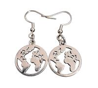Royal Swan Antique Silver World Globe Earth Earrings on Sterling Silver Hooks in a Velvet Gift Bag.