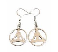 Royal Swan Antique Silver Yogi/Yogini Dangle Earrings on Hallmarked Sterling Silver Hooks in a Velvet Gift Bag.Buddhist, Buddha, Enlightenment, Yoga, Meditation Drop Earrings